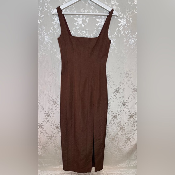 Staud Portrait Maxi Dress Gown Chocolate Brown Size 4 - Picture 6 of 13
